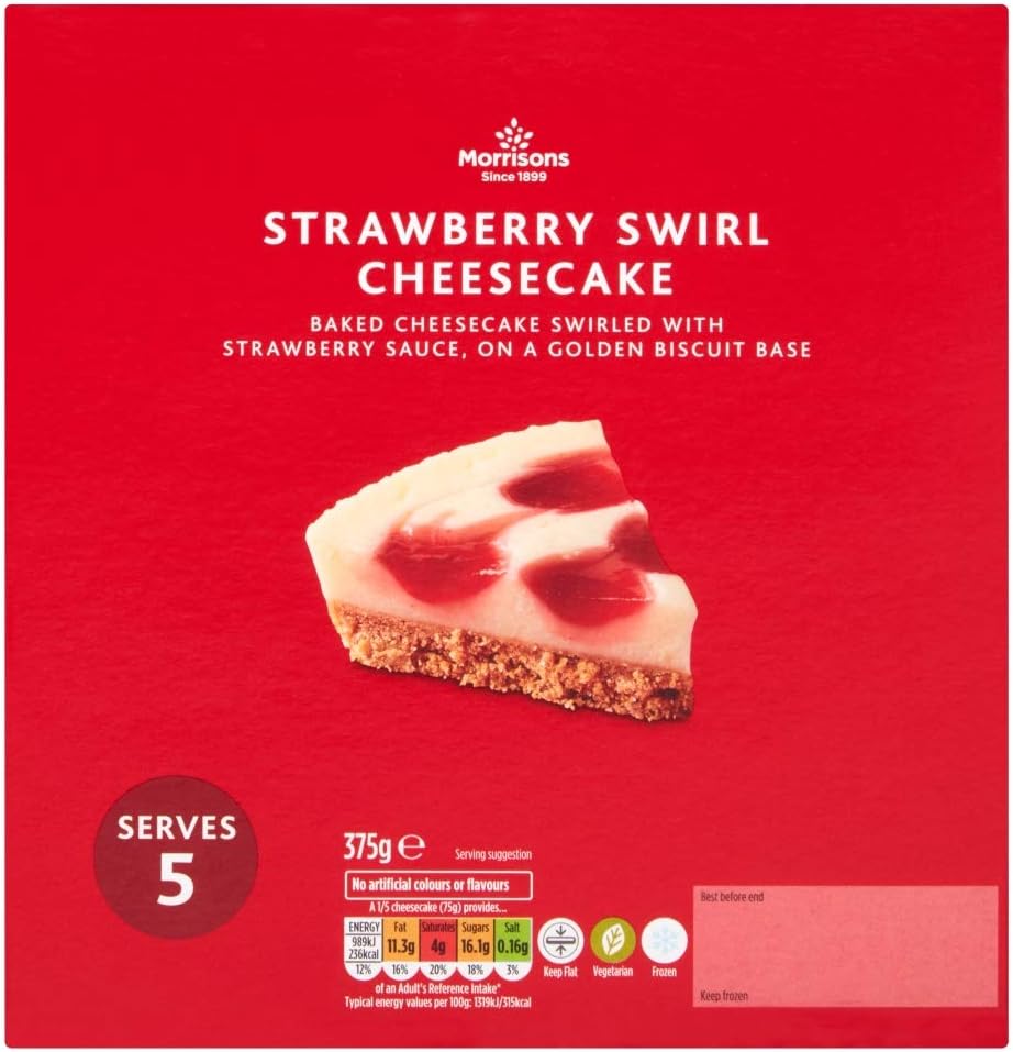 Morrisons Strawberry Swirl Cheesecake, 375 g (Frozen) Amazon.co.uk