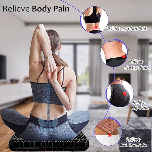 Miniatura 34 de Cojín de gel para sentarse durante mucho tiempo, cojín de gel extra grueso para silla de ruedas, cojines suaves para sillas de oficina, hogar