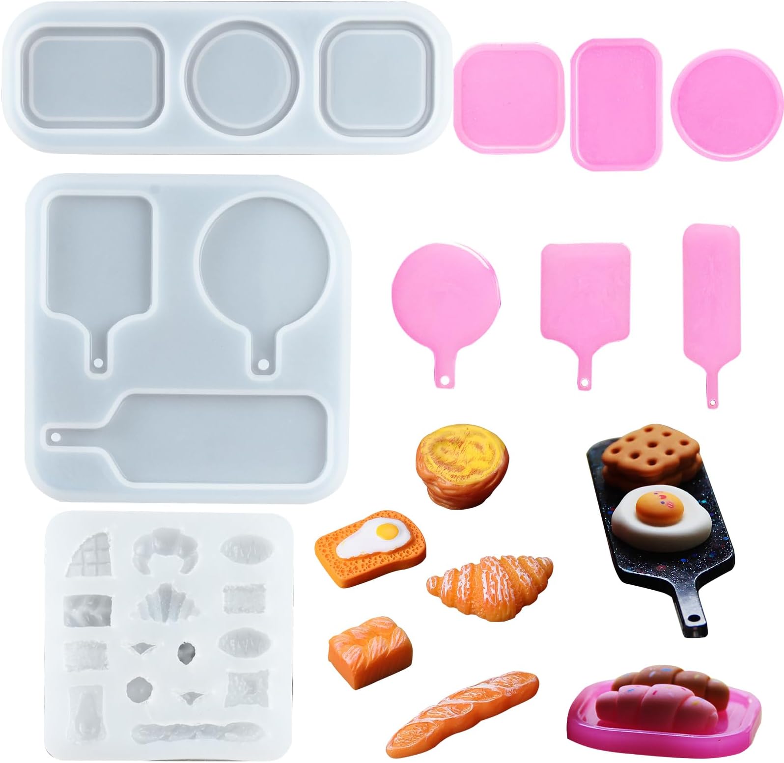 Mini Simulation Bread Tray Resin Silicone Mold for Epoxy Resin Casting for DIY Art Craft Mini Dollhouse Kitchen Accessories Display Decoration