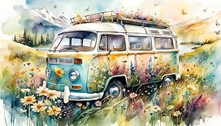 Puzzle for Adults 1000 Pieces Wooden Jigsaw Puzzle Van Volkswagen Challenging Puzzles Finished Size is 29.52x19.68 in Kids Education Game School Supplies Props