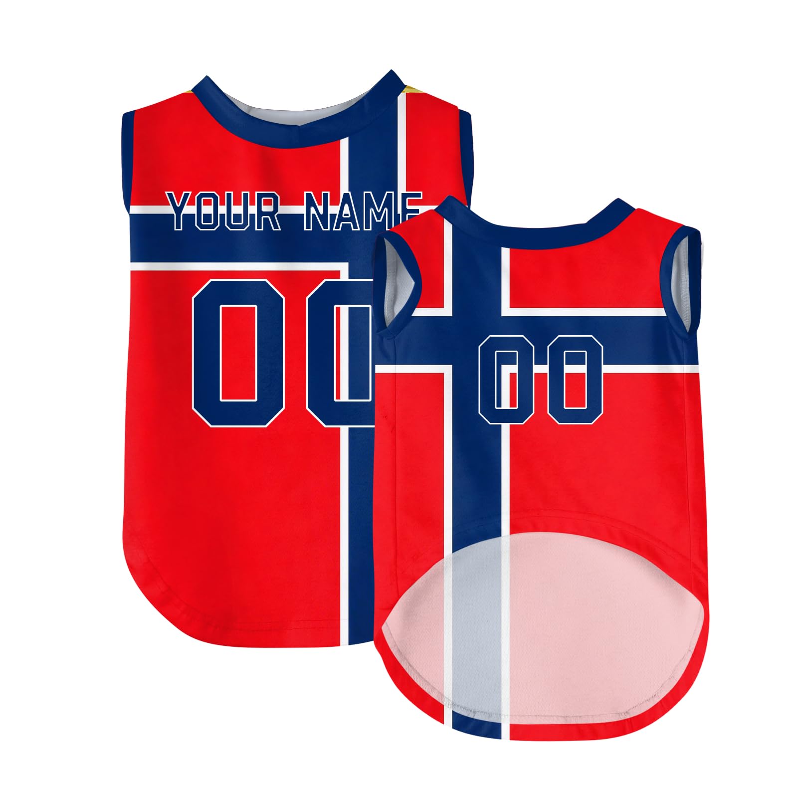 Personalised Dog T-Shirt, Custom Dog Clothes with Name Number & Logo Print, Breathable Quick Dry Sleeveless Football Jersey for Small Medium Large Dogs & Cats, XS-5XL, Ideal Pet Gift for Football Fans