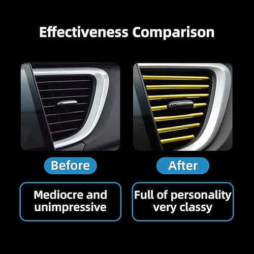 Miniatura 3 de Ziciner 20 tiras decorativas de aire acondicionado de automóvil, impermeables, flexibles, para salida de aire automático, borde brillante,