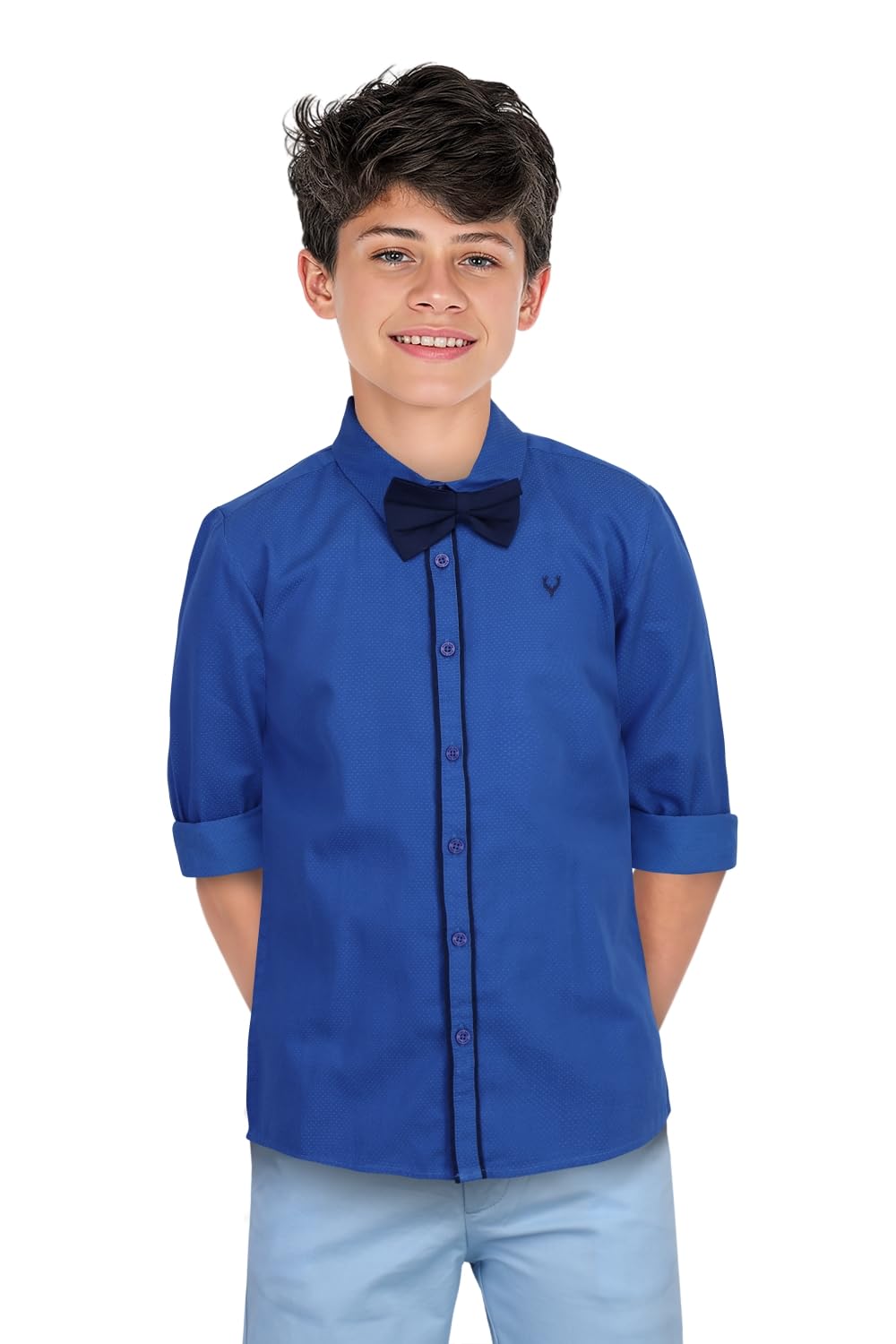 Allen Solly Boy's Slim Fit Shirt (ABSFESLFN79582_Medium Blue 7-8 Years)