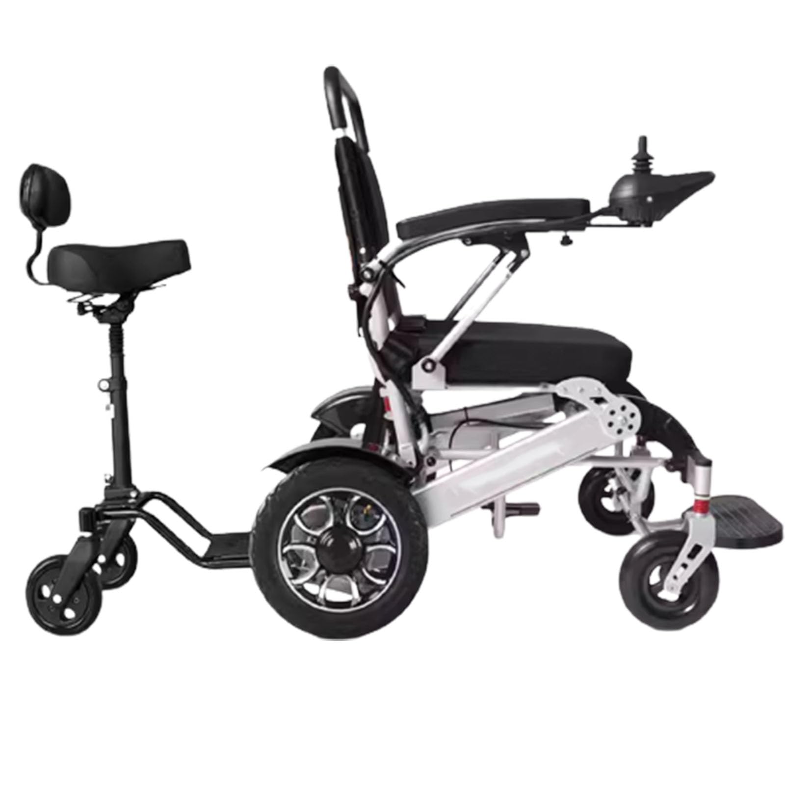 Carrozzina elettrica per Anziani, Carrozzina elettrica Completamente Automatica per Due Persone, Batteria al Litio ad Alta capacità, Pedali Comodi,