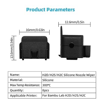 8個 H2D/H2C/H2S 3Dプリンター用シリコンノズルワイパー Bambu Lab H2D用、高温耐性 3Dプリンター ホットエンドノズルワイパーブラシ交換キット、H2C H2S 3Dプリンターパーツ&アクセサリー