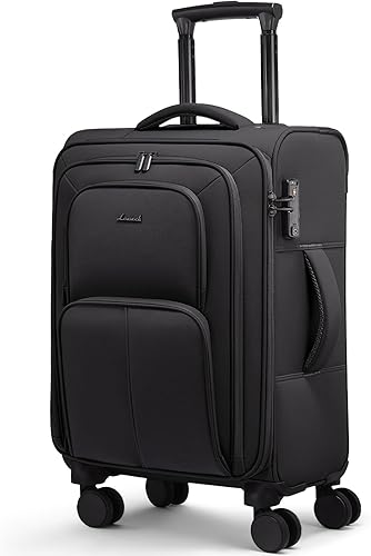LOVEVOOK Carry On Luggage 22x14x9 Airline Approved, 22 Inch Softside Suitcases with Spinner Wheels, Lightweight Carry-on Suitcase with TSA Lock for Women Men, Large Luggage for Travel Business Trip