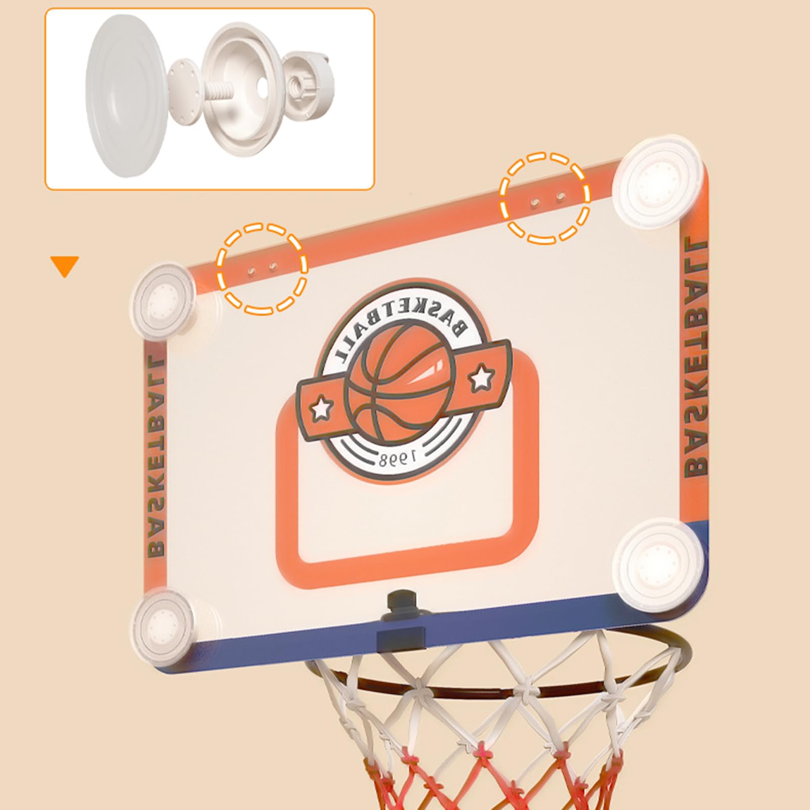 Cestino da basket per bambini, a ventosa, pieghevole, con palla, giocattolo da basket, per interni, per bambini, ragazzi, adulti, ufficio e camera da letto