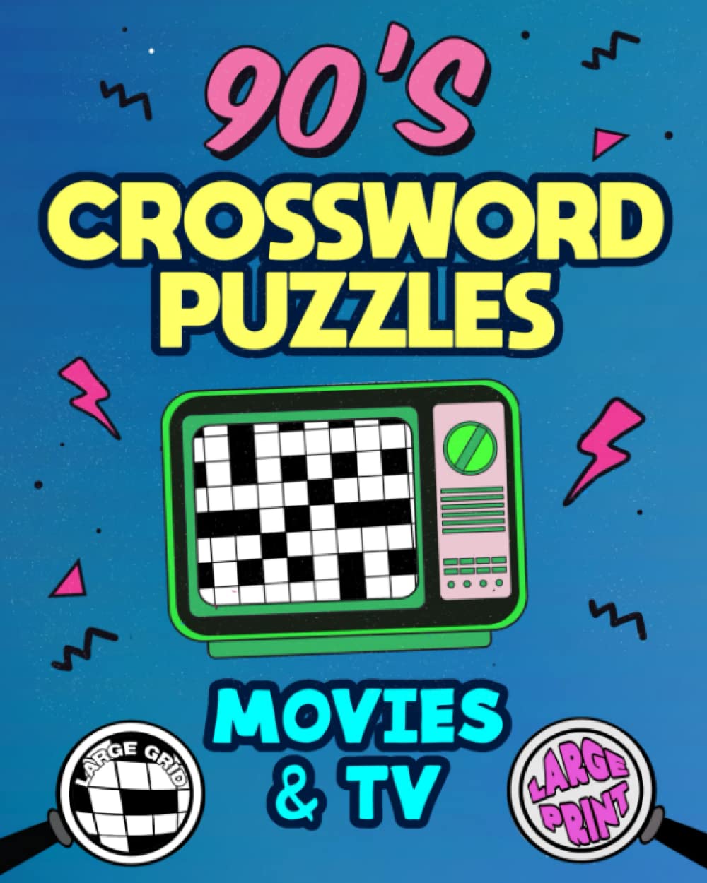 90's Crossword Puzzles Movies & TV Easy to Expert Large Grid Large