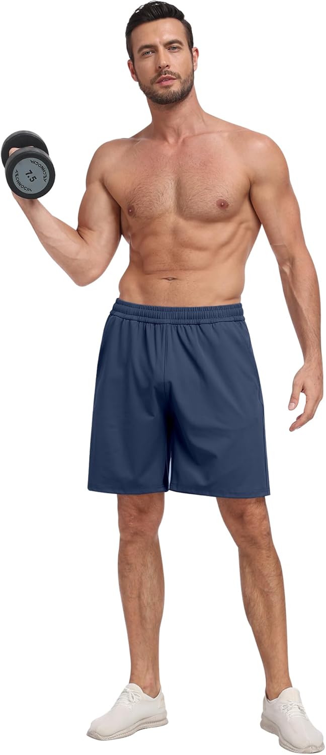 4 Pack Men's Athletic Gym Shorts with Pockets,Running Workout Basketball Hiking Shorts for Men - Image 5