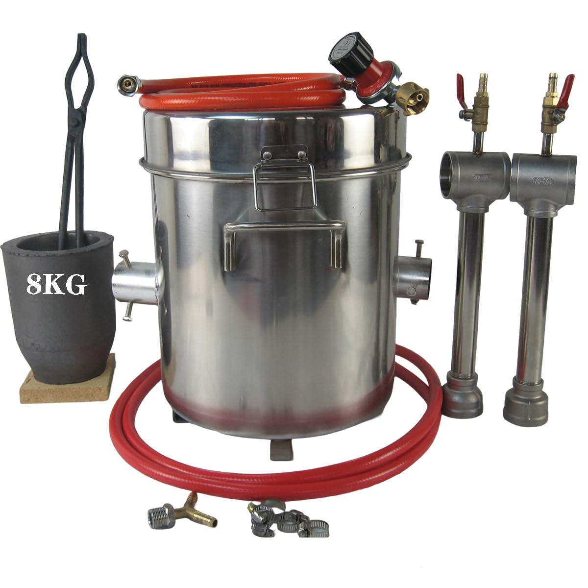 Juego de horno de fusión de gas propano doble, con crisol de grafito de 8 kg, forma de lingote de 113 ml, pinzas y guantes, horno para fundir metal cobre, latón y aluminio