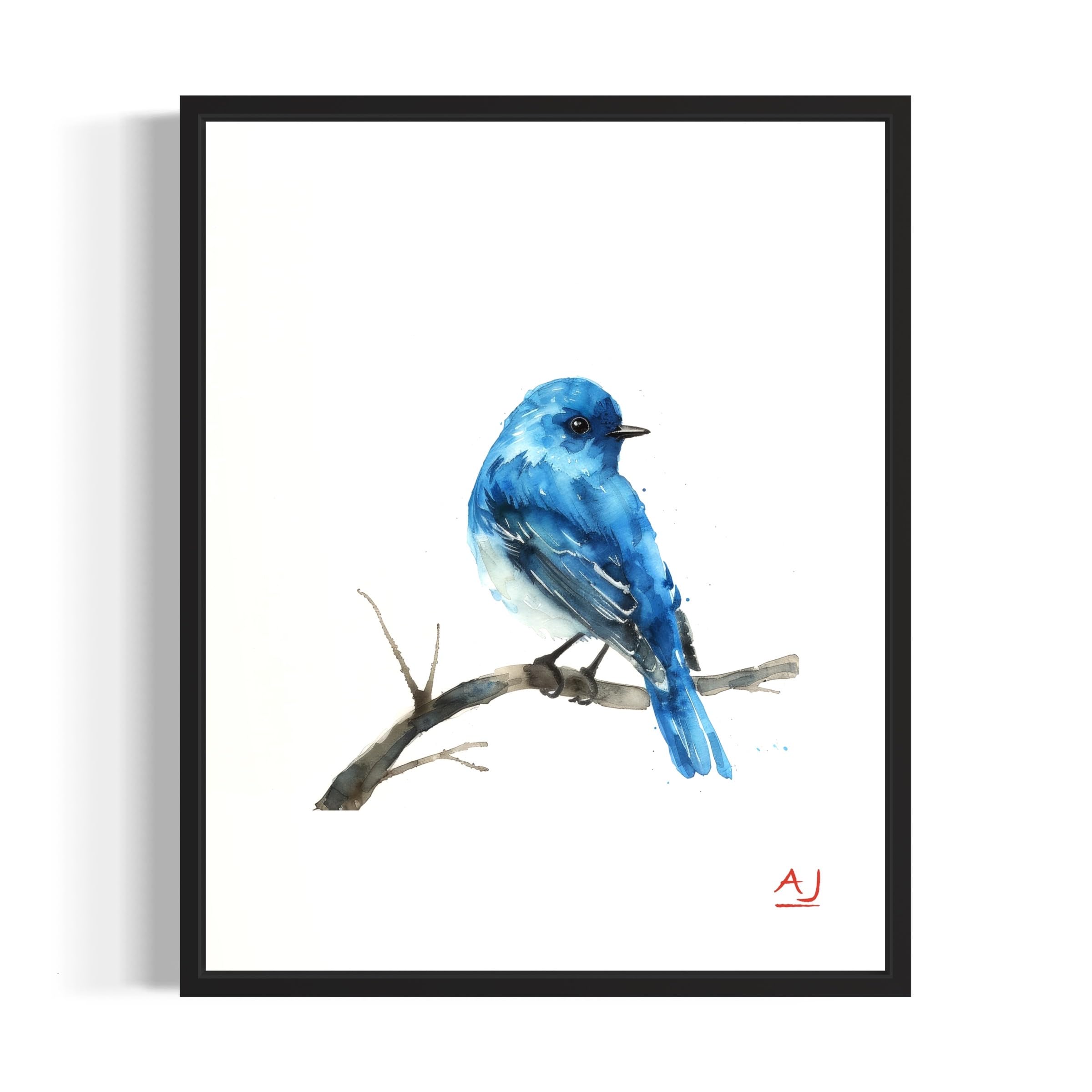 Impresión Artística De Cuatro Pájaros Regordetes Y Redondos De Acuarela,  Arte Mural De Acuarela De Pajaritos, image size:2400x2400