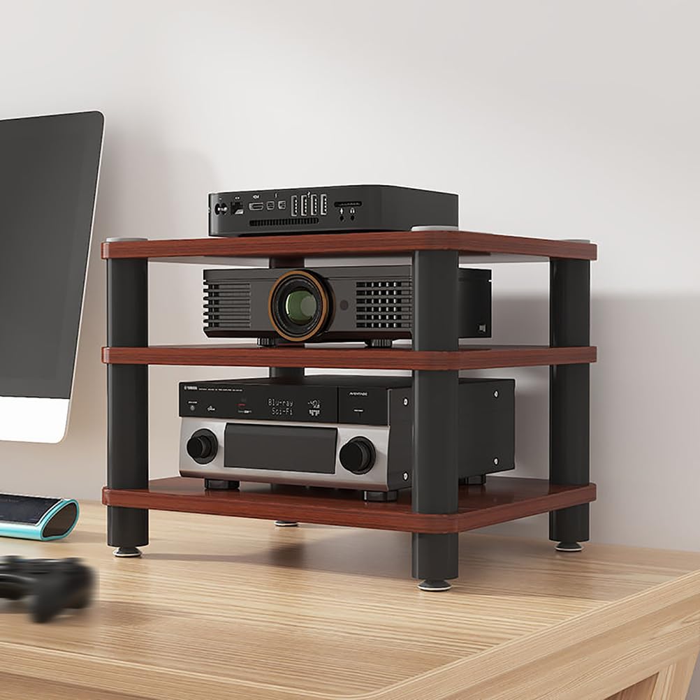 Supporto AV multimediale da scrivania, per video e audio, con ripiano in legno, armadio stereo aperto, armadio componente, mobiletto per componenti ad angolo, mobile portatile per scrivania per