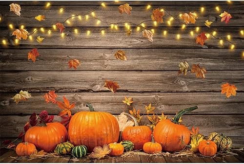 Miniatura 7 de LFEEY Telón de fondo para el día de Acción de Gracias, 10 x 8 pies, de madera rústica, granero, cosecha, fotografía, telón de fondo de otoño,