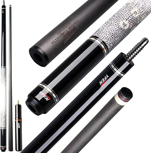 YFEN Carbon Fiber Pool Cue Stick 11.5mm 12.5mm Low Deflection Pool Stick with Rare Wood Butt Balone Shell Inlaid Ring Professional Cue Stick with