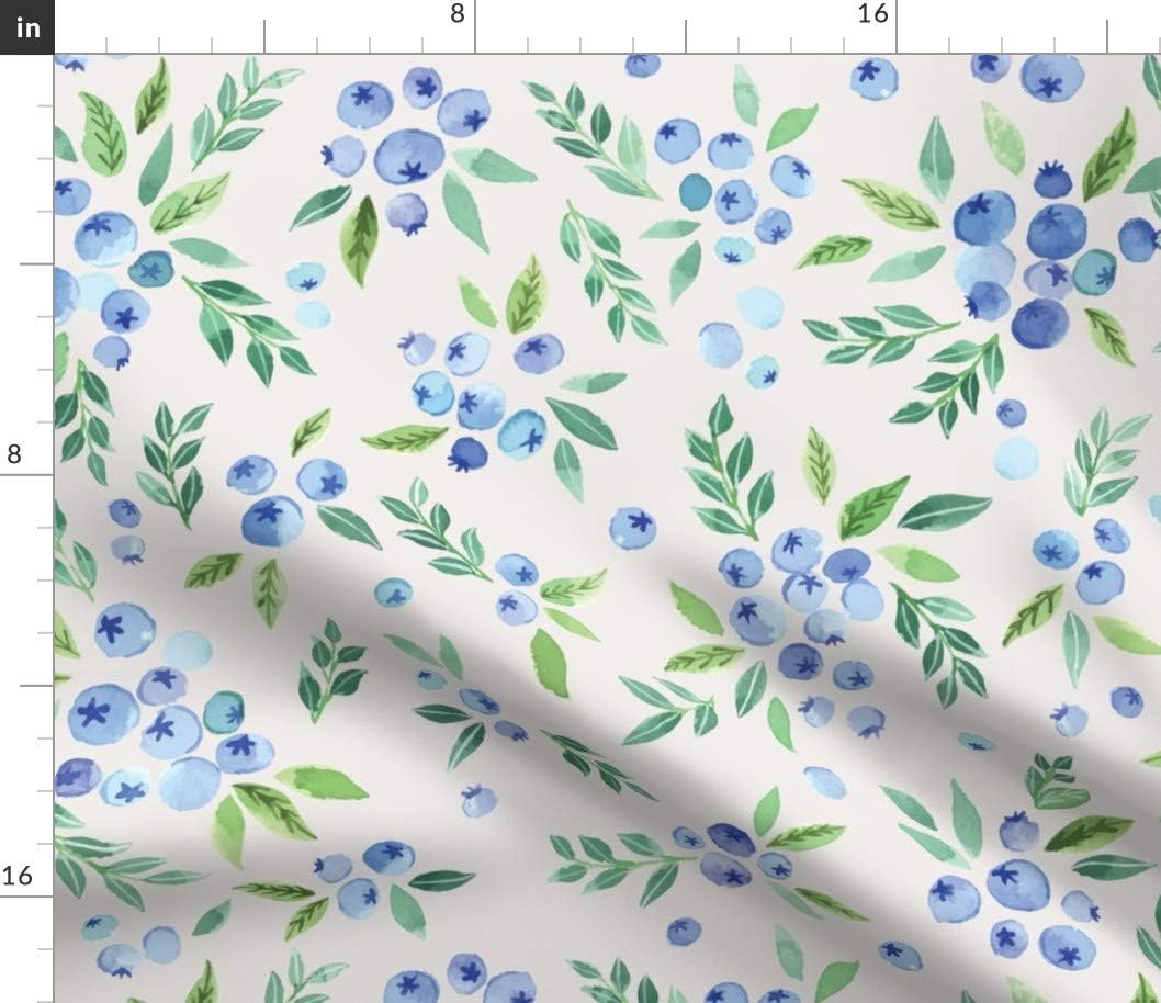 Spoonflower Fabric - Blue Watercolor Blueberries Fruits Handdrawn Summer Fruits Skillshare Printed on Petal Signature Cotton Fabric Fat Quarter - Sewing Quilting Apparel Crafts Decor