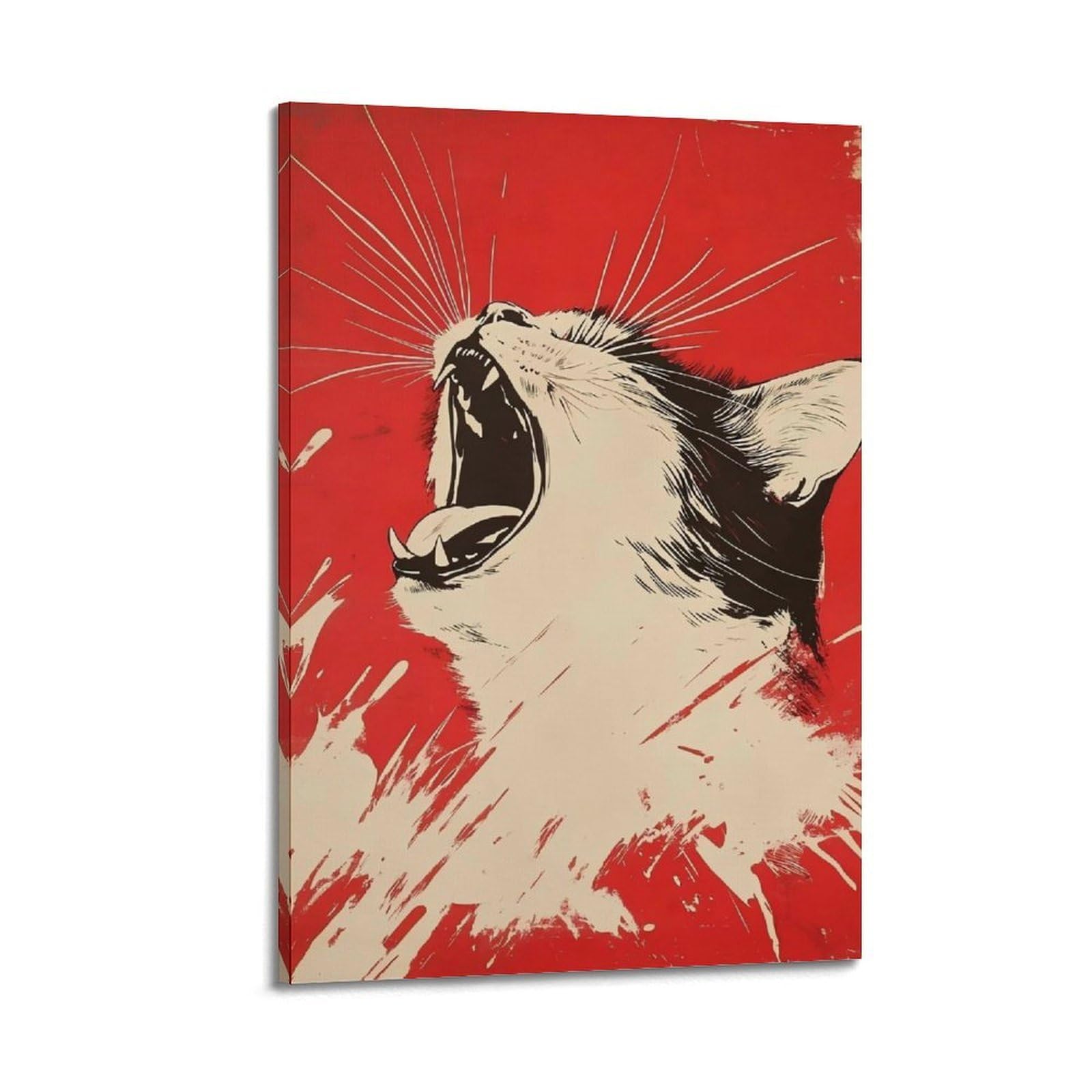 JUWRHRHHRH Funny Cat Club Poster Canvas Aesthetic Wall Art Painting Decor for Living Room Bed Room 20x30inch(50x75cm) Frame-style