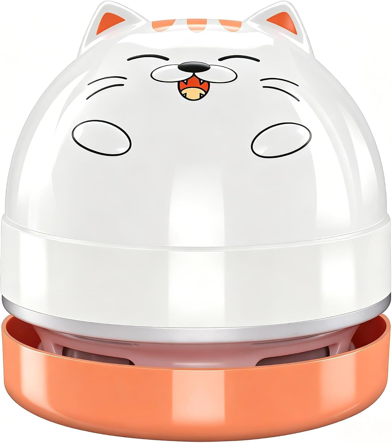 YUNYILAN Mini Desktop Vacuum Cleaner, Portable USB Vacuum Cleaner for Desk Mini Cute Cartoon Desktop Vacuum for Cleaning Eraser Crumbs, Dust, Crumbs, Computer, Keyboard and Car (White Orange)