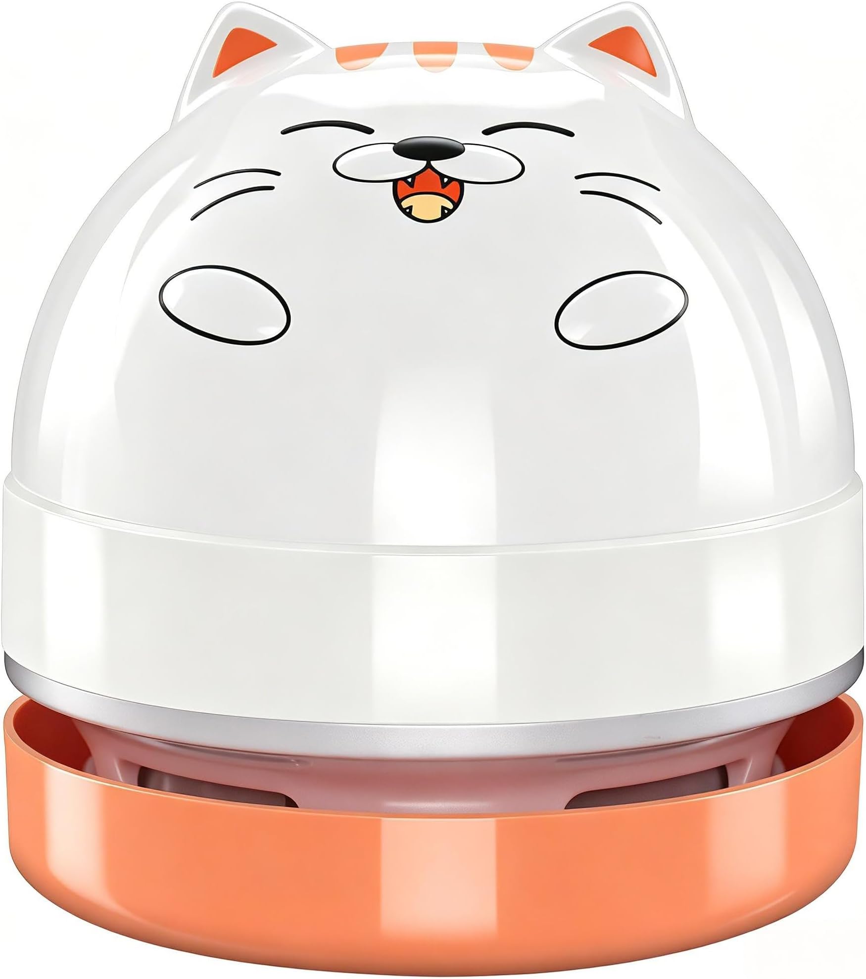 Mini Desktop Vacuum Cleaner, Portable USB Vacuum Cleaner for Desk Mini Cute Cartoon Desktop Vacuum for Cleaning Eraser Crumbs, Dust, Crumbs, Piano, Hairs, Computer, Keyboard and Car (White Orange)