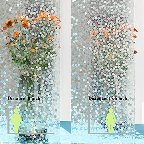 Decorative Window Film,Small Dots Low Privacy Door Film,Static Cling No Glue Removable Anti Uv Glass Film For Home And Office Decoration,17.5 Inches By 78.7 Inches #TOP4