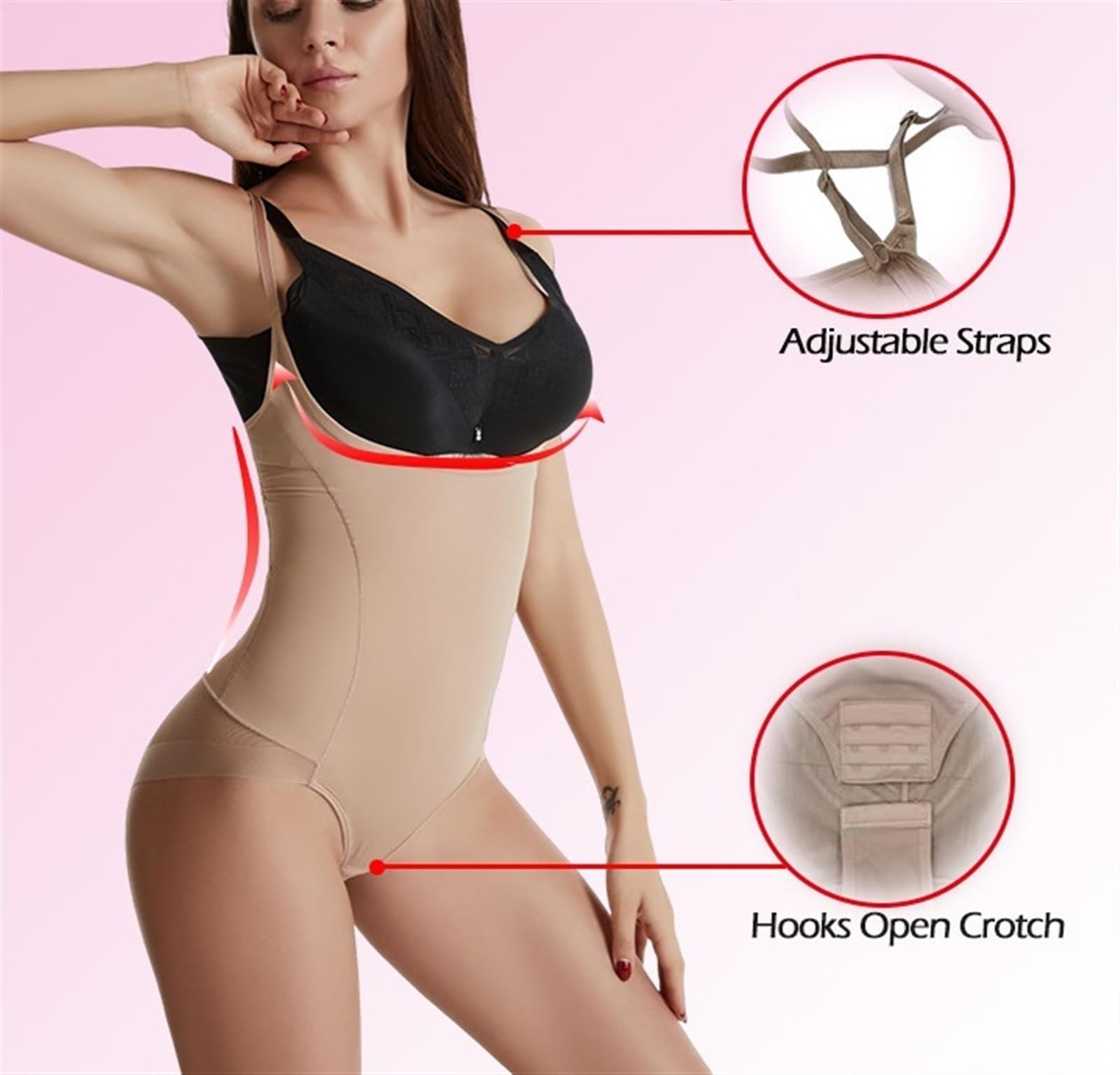 ISCBAFYX Tanga-Shapewear-Body für Damen, Bauchkontrolle, offene Brust, rückenfreier Body für unter dem Kleid