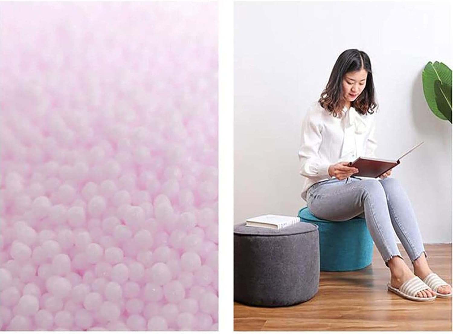 DASHADAO E Round Breathable Solid Color Pouf,Removable Washable Comfort Soft Foot Stools Ottomans for Living Room Small Space(Size:40x40x30cm(16x16x12inch),Color:Green)