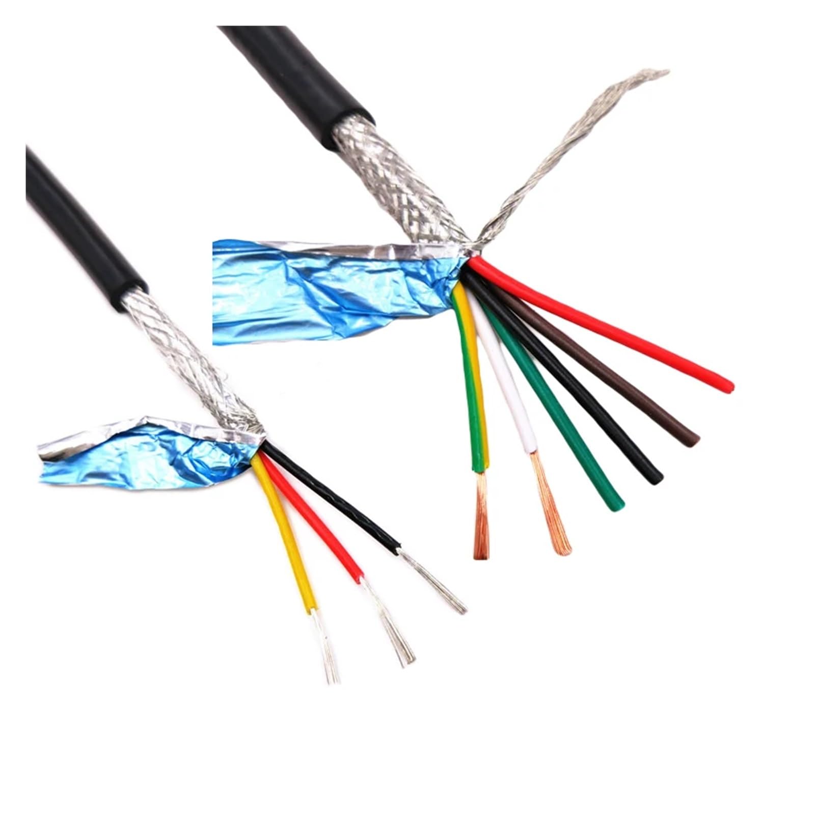 shielded wire RVVP Shielded Cable 5Meters RVVP 26 24 22 20 18AWG 2/3/4/5/6/7/8Cores Signal Copper Wire Black PVC Insulated Audio Cable(7cores 5Meters,18 AWG 0.75mm2)