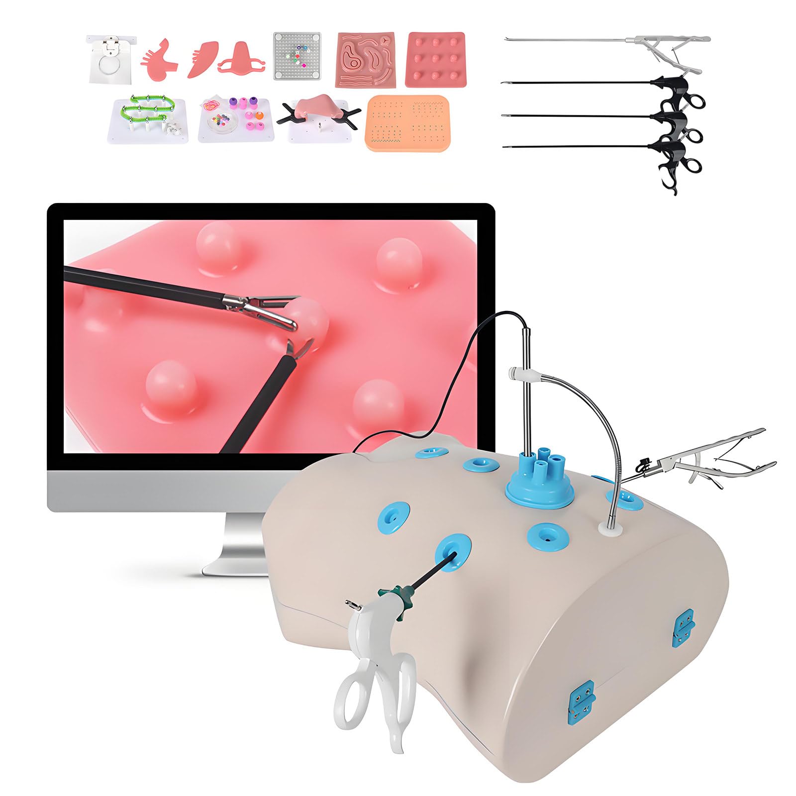 ROGHA Portable Laparoscopic Surgery Simulator,Lap Simulator for Minimally Invasive Surgery Training Equipment Modules Kits,with Professional Clinical Instruments,for Medical Students