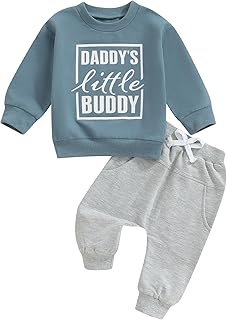 Conjunto de pantalones bordados de manga larga con letras de colores lisos+cintura elástica pantalones de chándal para bebé y niño