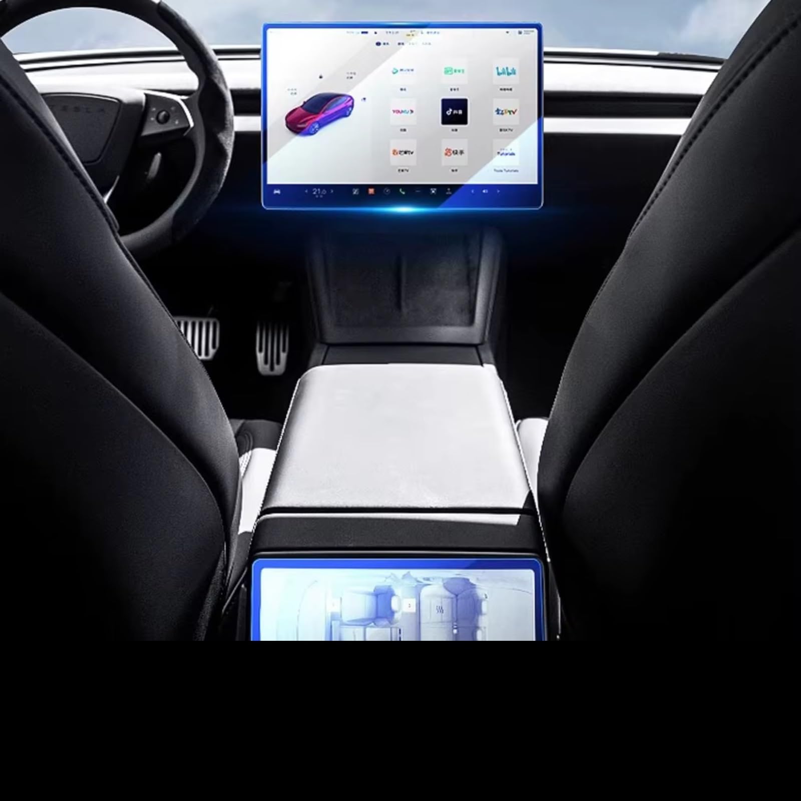 Protecteur tactile contrôle central arrière Tesla Model 3 Y finition invisible - 8