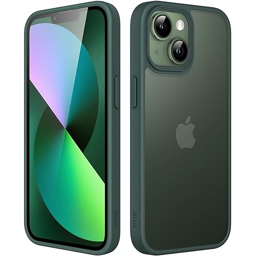 JETech Matte Case for iPhone 13 Mini 5.4-Inch, Shockproof Military Grade Drop Protection, Frosted Translucent Back Phone Cover, Anti-Fingerprint (Dark Green)