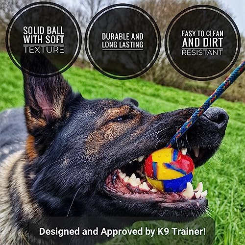 EQ K9 Dog Ball on a Rope, Durable Dog Training Ball for Exercise and Reward Throw & Fetch, Catch, Tug of War, Luring - Image 2