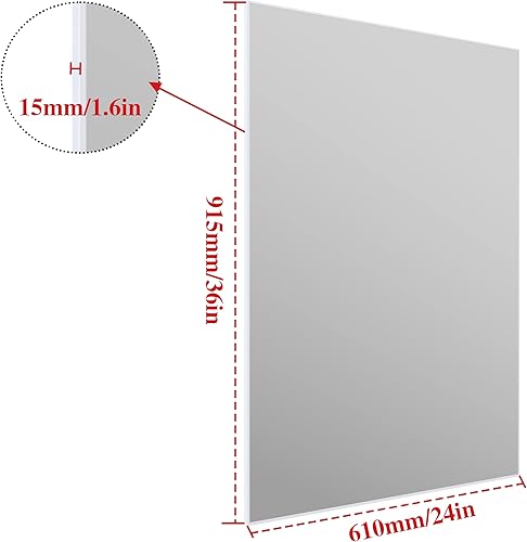 Miniatura 4 de BEAUTME Espejo de baño blanco para pared de 36 x 24 pulgadas, espejo de pared moderno, espejo rectangular con marco de aluminio blanco,