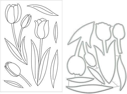 Miniatura 9 de Tulip - Juego de sellos y troqueles transparentes de silicona para hacer tarjetas, álbum de fotos en relieve para manualidades, decoración