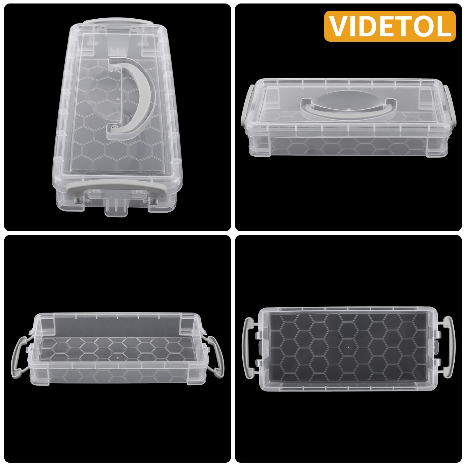Caja de almacenamiento de 2 piezas con asas, caja de almacenamiento de plástico transparente de 6 niveles con tapa hermética, estuche portátil, caja de herramientas de dibujo para bolígrafos