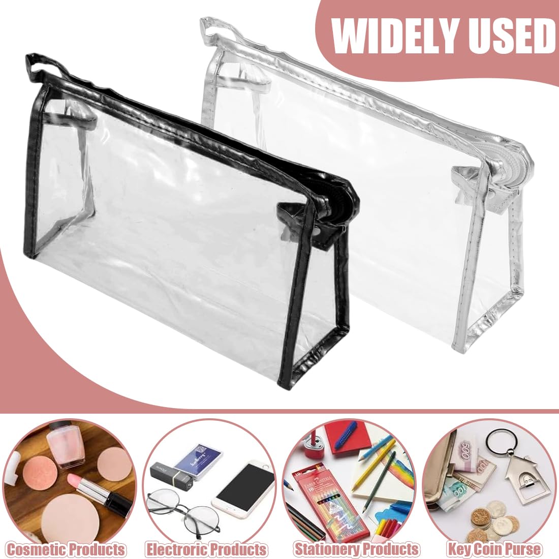 2 Pezzi Beauty Case Trasparente, Trousse da Viaggio, Sacchetti da Toilette Trasparenti per Bagaglio a Mano in Aereo, Beauty Case Trasparente e Impermeabile