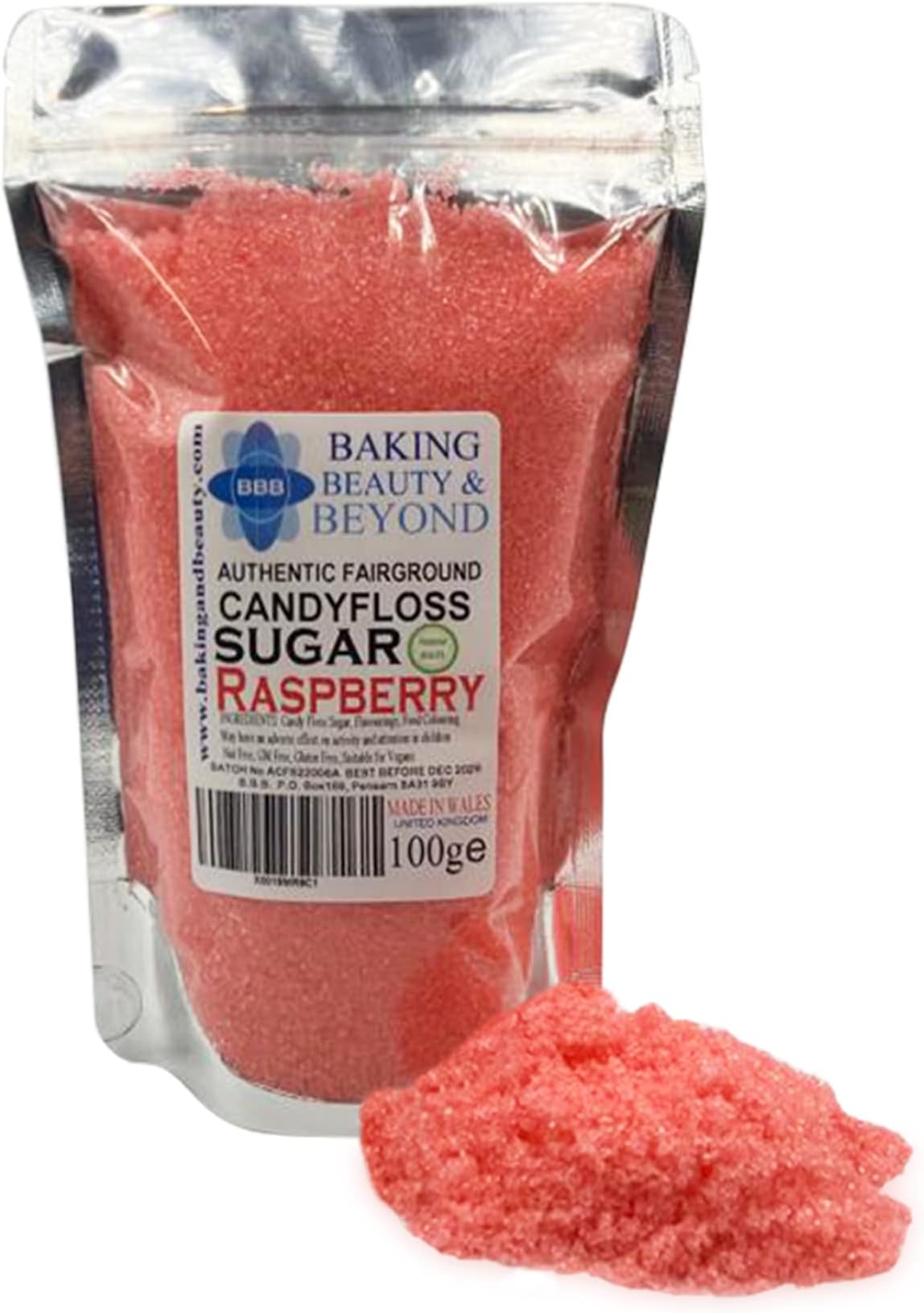 Baking Beauty and Beyond Premium Candy Floss Sugar 100g - Raspberry Flavour