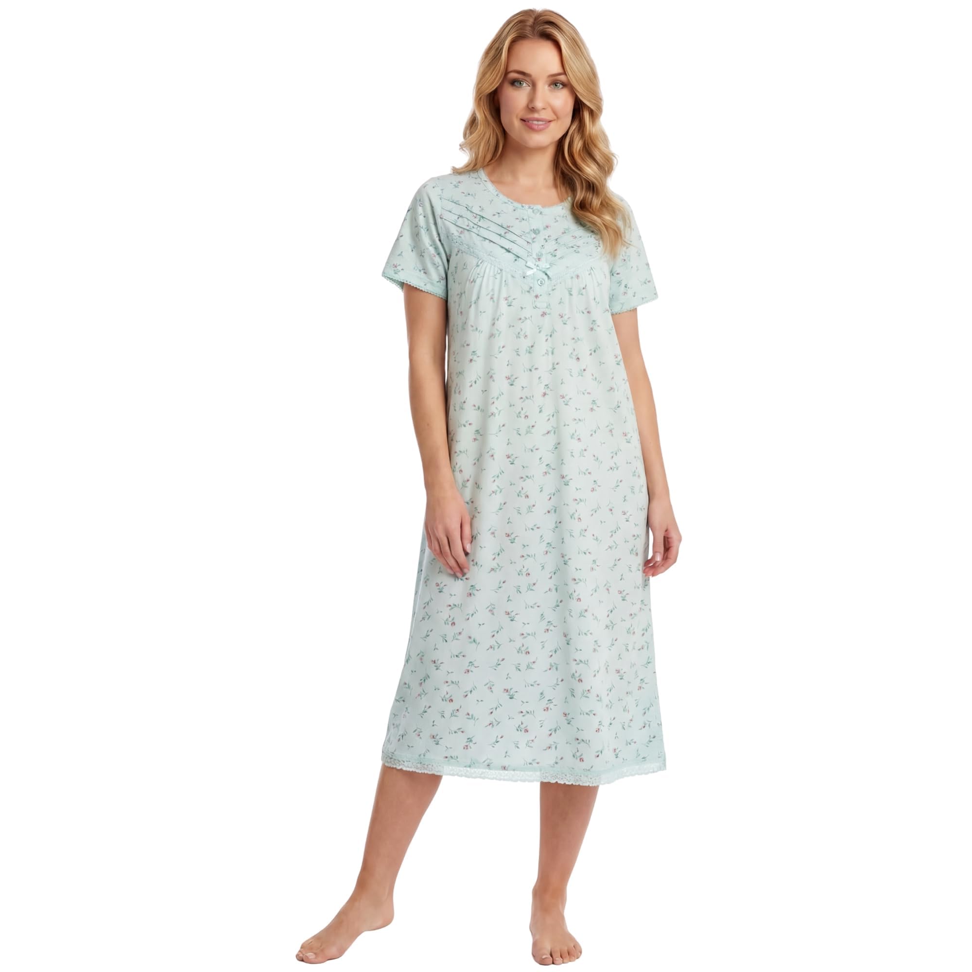 CAMILLE Lx25363 Porcelain Floral Short Sleeved Nightie Camisón Mujer (Pack de 1)