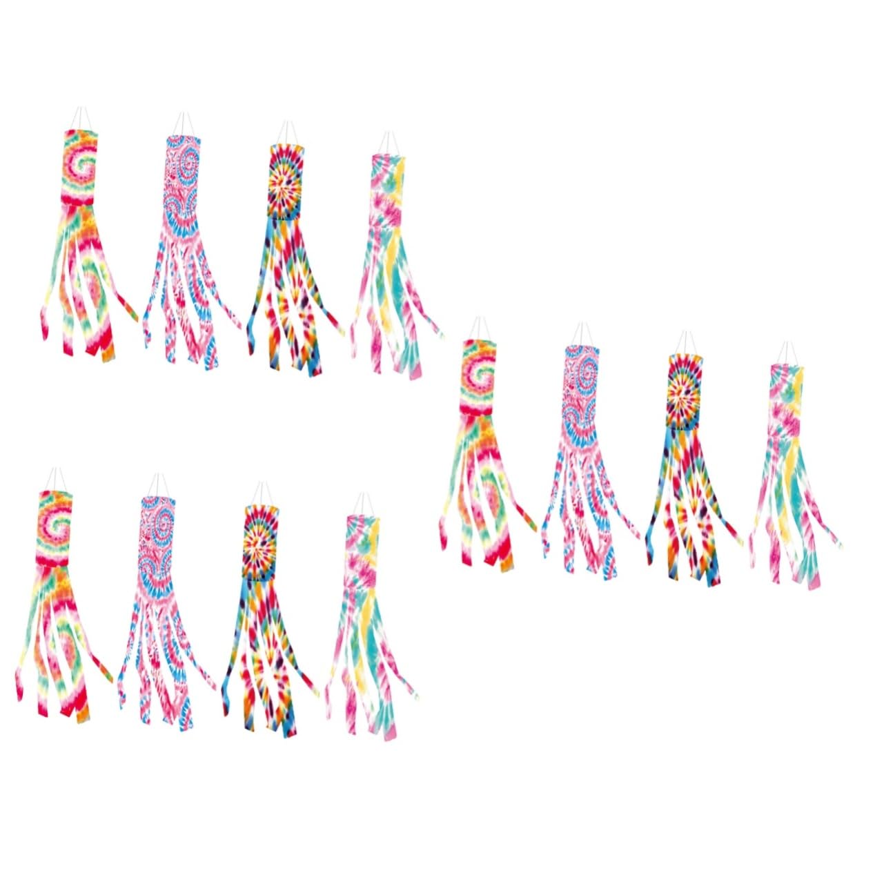 Drapeaux tie-dye colorés extérieurs pour décoration de fête et jardin bohème
