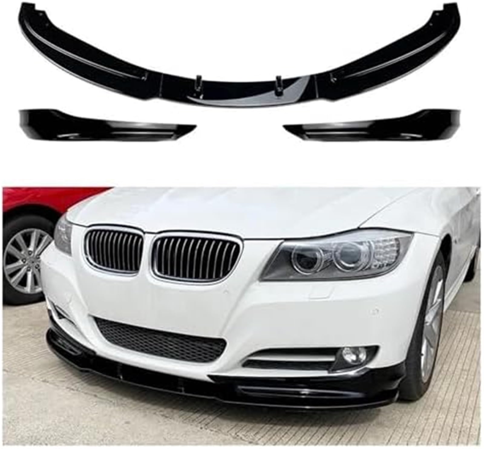 Splitter Car Front Bumper Lip Body Kit Spoiler Splitter Bumper Canard Lip Splitter, do BMW, Seria 3 E90 E91 LCI Facelift 2007-2012 Lip Splitter (wygląd karbonu) Dyfuzor rozdzielacza samochodow
