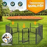 TRESKO® Welpenlaufstall 80 cm hoch inkl. 8X Erdanker | Welpenauslauf 8-teilig | Hundelaufstall faltbar mit Tür | Aufbau werkzeugfrei | Tierlaufstall Hunde wetterfest