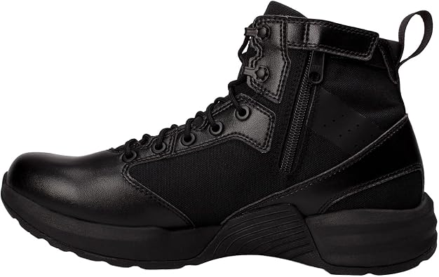 OTB Boots Fusion 6インチタクティカルブーツ、警察および軍事グレードのコンバットブーツ、滑り止めアウトソール、軽量、保護パフォーマンスシューズ、ブラック