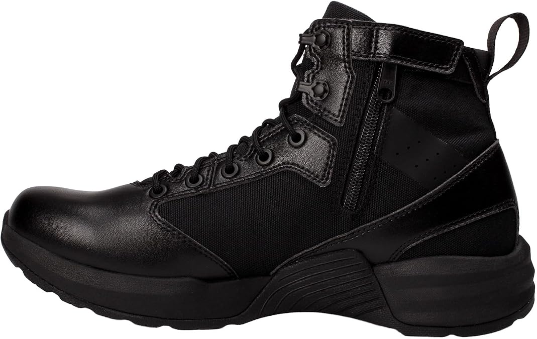 OTB Boots Fusion 6インチタクティカルブーツ、警察および軍事グレードのコンバットブーツ、滑り止めアウトソール、軽量、保護パフォーマンスシューズ、ブラック