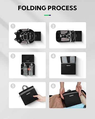 Miniatura 7 de WATERFLY Mochila pequeña y ligera y plegable 15L Mini mochila de viaje plegable ultraligera con correa transpirable para el hombro al aire libre