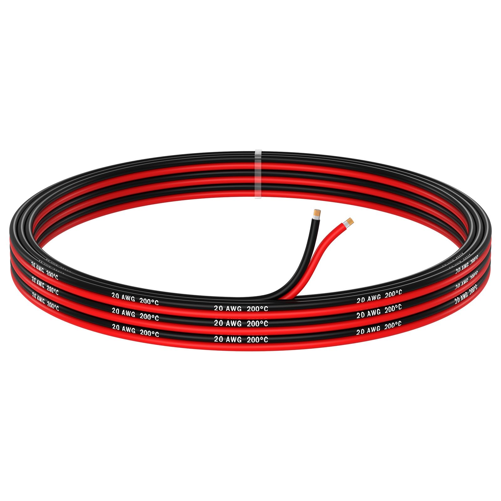 MMOBIEL 20 AWG Elektryczny Przewód Równoległy – 20 Gauge 5m / 16.4ft - Cyna Kabel Miedziany - 2 Żyłowy do Przewodów Samochodowych - Taśmy LED, Przewody Audio/Głośnikowe, Lampy