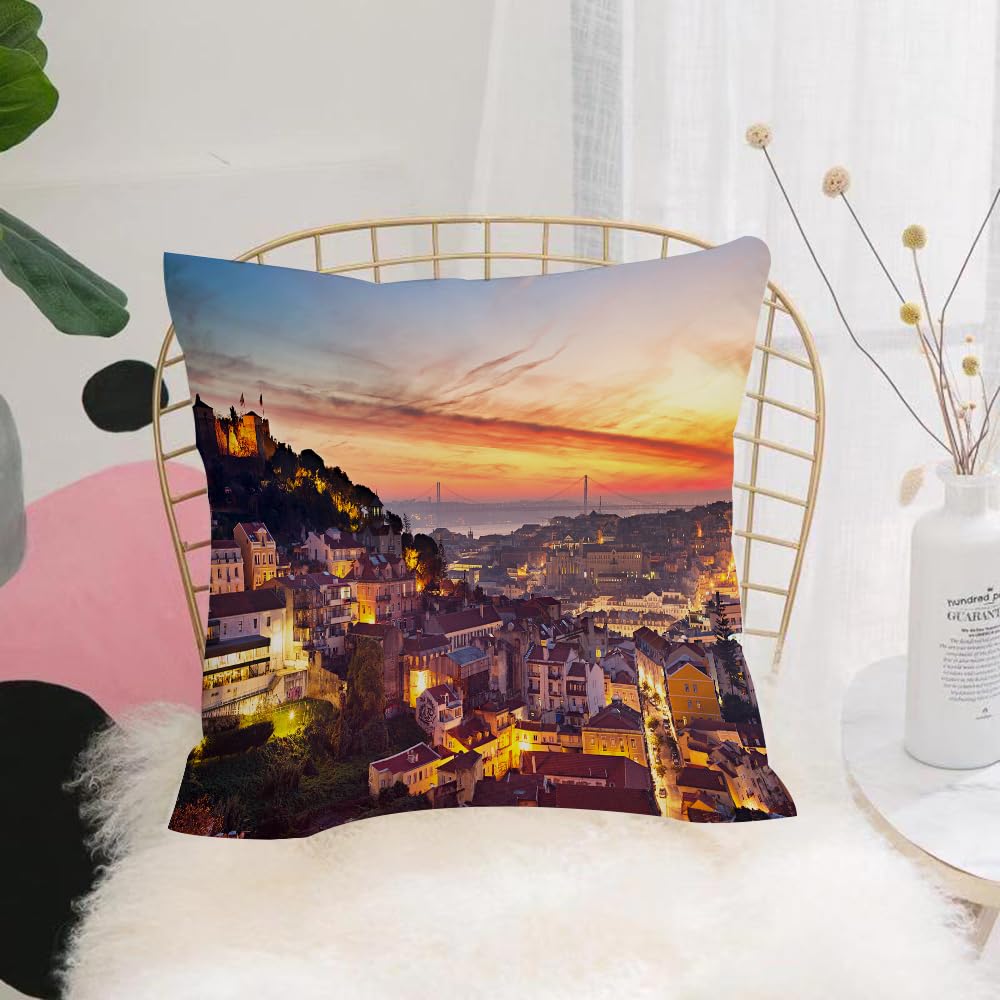 Hyosxw Old City Of Jerusalem Historic City Center I - A7 Cushion Cover,Throw Pillow Case Home Decorative For Living Room Bedroom Sofa Chair 18X18 Inch,Old City Of Jerusalem Historic City Center Israel Twilight View,Pillowcase 45X45cm