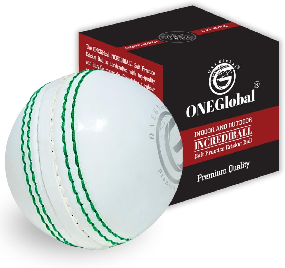 Soft Rubber Cricket Ball for Practice | Outdoor & Indoor Practice Cricket Ball with Core & Stitched Seam | Realistic Feel, True Bounce & Swing for Practice, Honing Skills & Family Fun