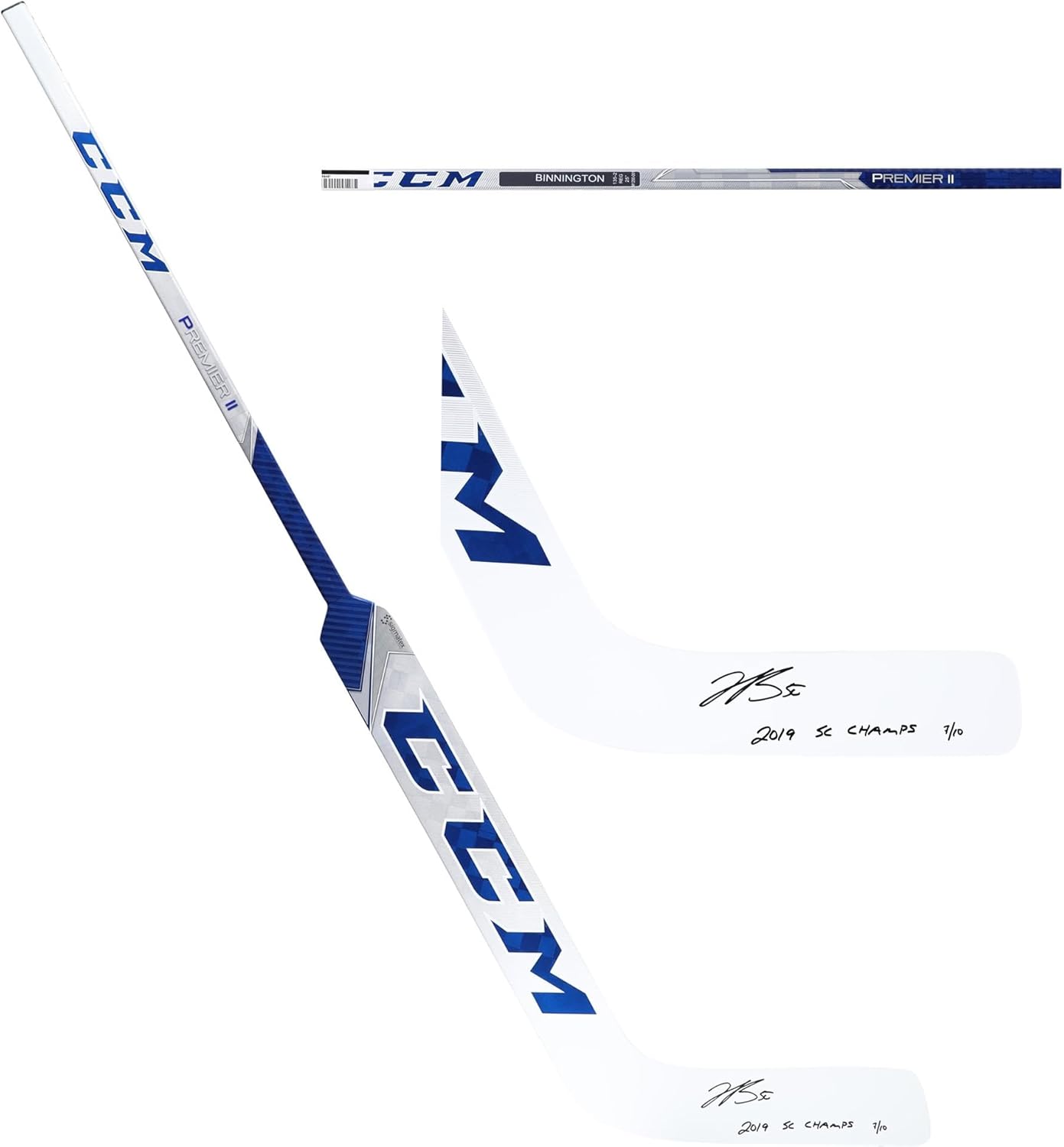 Jordan Binnington St. Louis s Autographed CCM Game-Model Hockey Stick with "2019 SC Champs" Inscription - Limited Edition of 10 - Autographed NHL Sticks