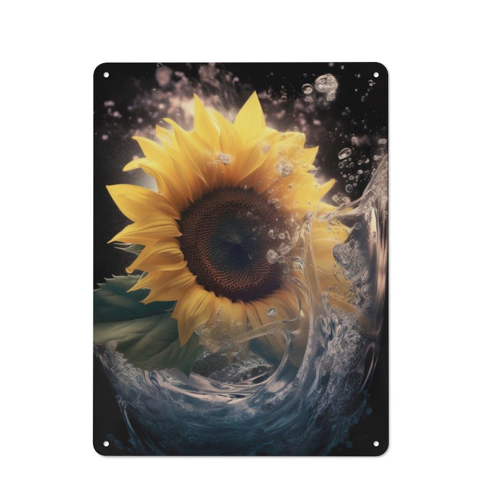 Junmoney Sunflower Water Splash Vintage-Inspired Tin Sign 40X30cm For Café Or Restaurant, For Cooler-Month Interiors With Vintage Character