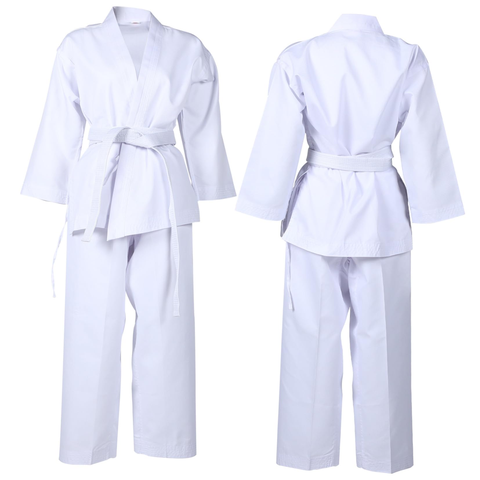COLLBATH Uniforme de Taekwondo Adulte Blanc Respirant Tissu Solide Ceinture Réutilisable 160 cm Arts Martiaux