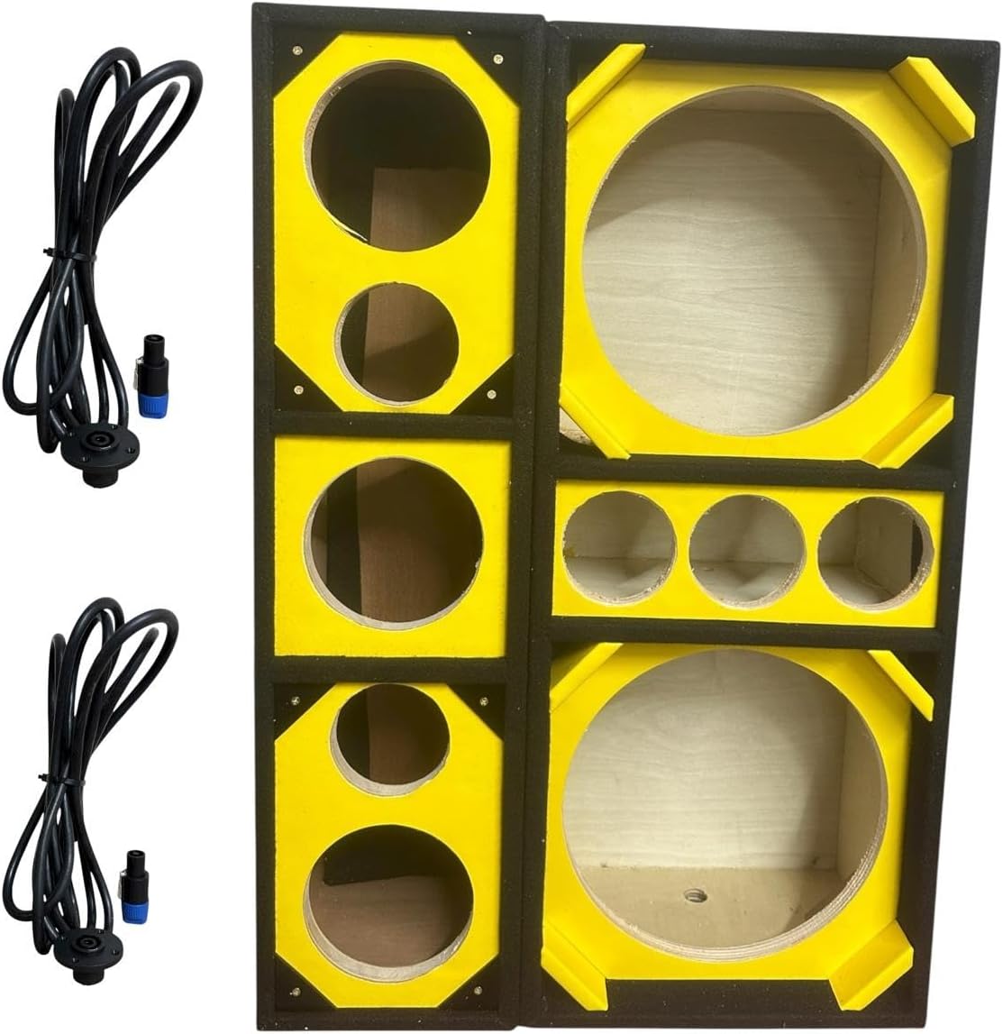 12" Brazilian Style Chuchera Speaker Box for Two 12" Speakers & Three 4" Tweeters Vented Enclosure for Car and One 3 Driver 2tweeter Box
